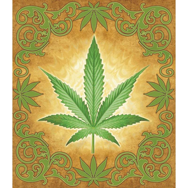 Sacred Herb Luxury Blanket, marijuana leaf printed blanket