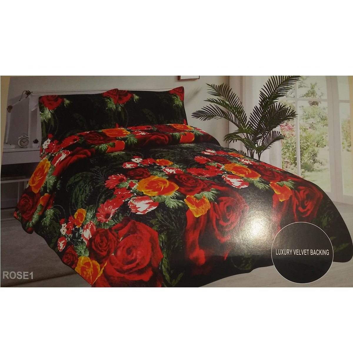 Roses Design 3 Piece Quilted Bedspread Set,Multicolor Roses,