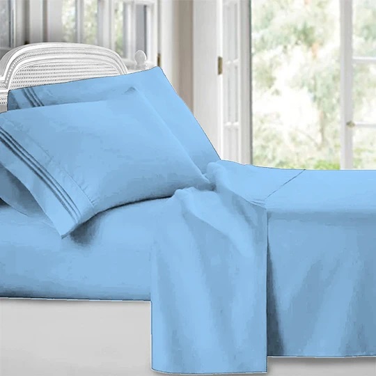 Egyptian Comfort 2200 4 Piece Bed Sheet Set Deep Pocket Bed Sheets - baby blue