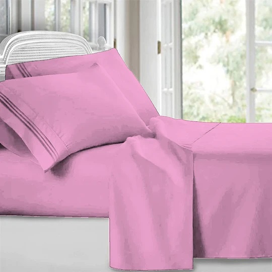 Egyptian Comfort 2200 4 Piece Bed Sheet Set Deep Pocket Bed Sheets - pink