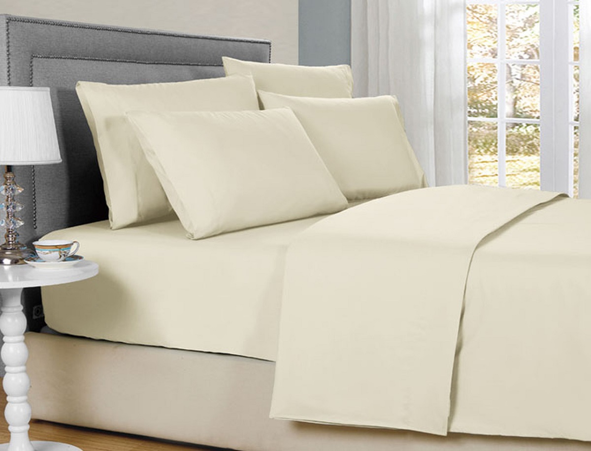 Egyptian Collection 6 Pc. Sheet Set - Full Size - ivory,beige,off white, Polyester