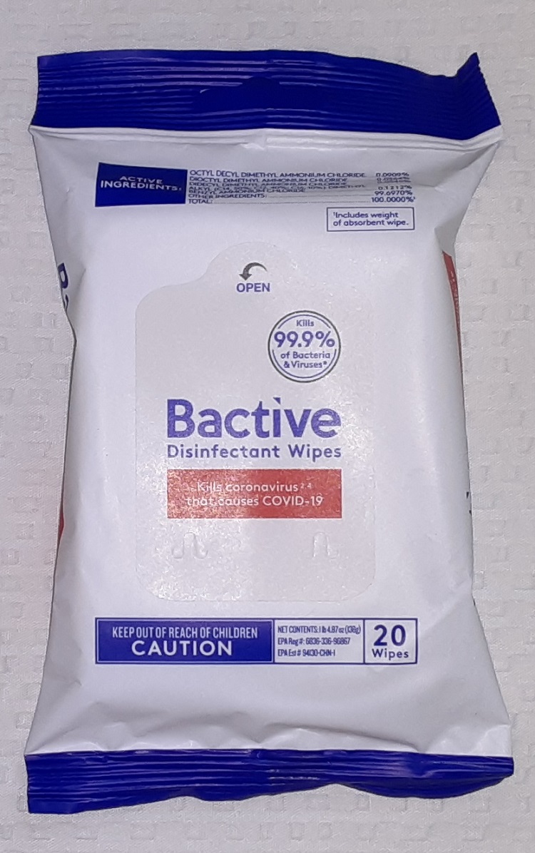 Bactive Disinfecting Wipes 20 Pack -  Travel Pack - Fragrance Free