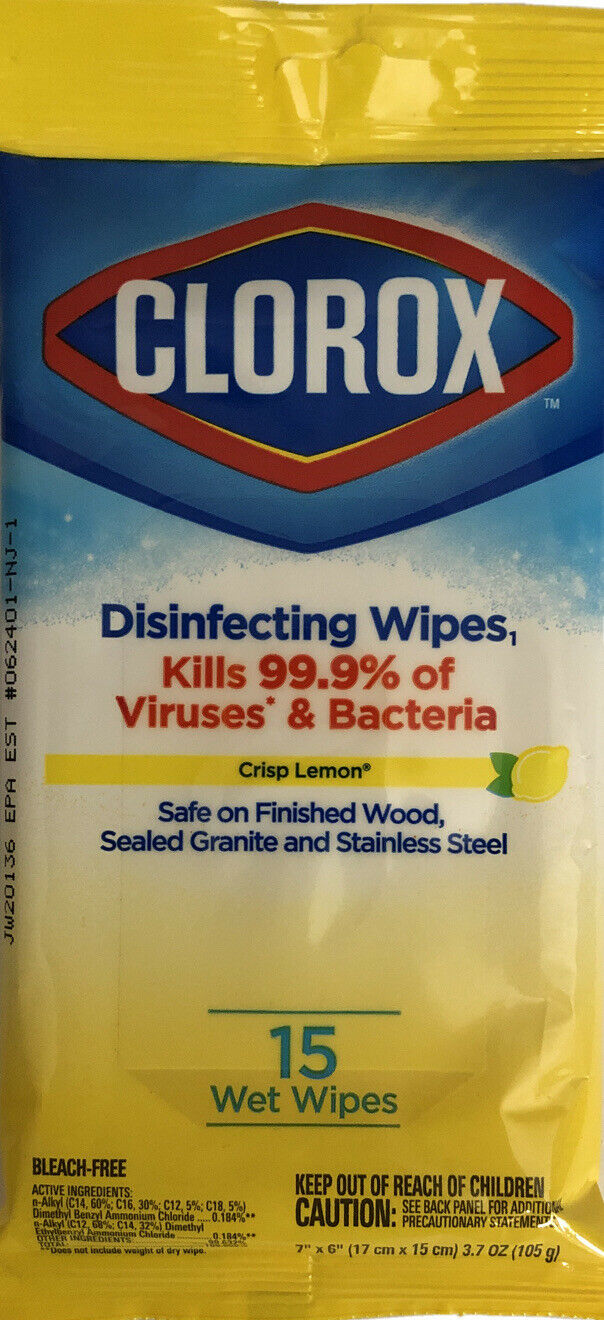 Clorox Disinfecting Wipes 15 Pack - Crisp Lemon Scent - Travel Pack