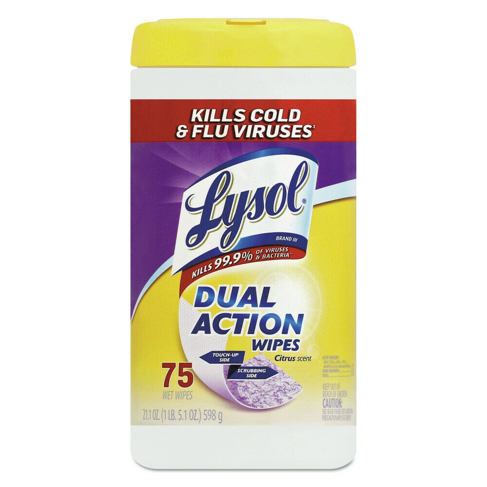 Lysol Disinfecting Wipes Dual Action - Citrus Scent - 75 Wipes