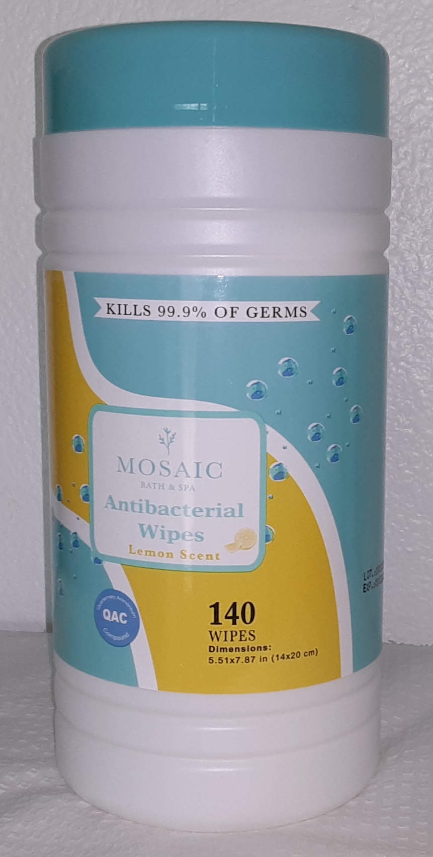 Mosaic Disinfectant Wipes - Antibacterial wipes - Lemon Scent - 140 Wipes