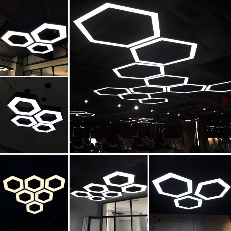 Hexagonal Chandelier - Ceiling Light - Pendant Light. Contemporary Ceiling Lighting. Artistic lighting for home and office, commercial and industrial use.