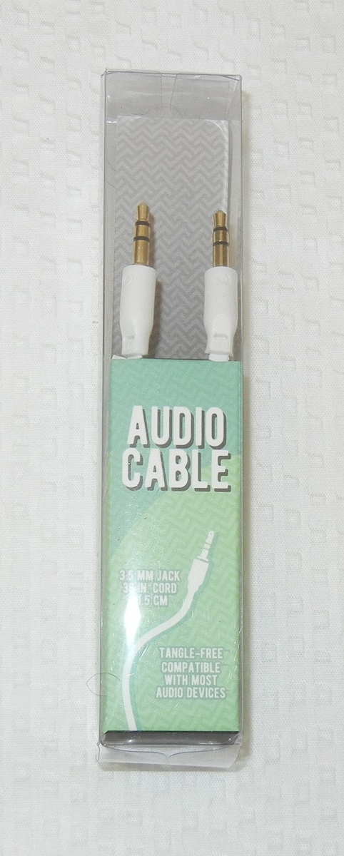 3.5mm Audio Cable - White - 3 foot cord - male to male