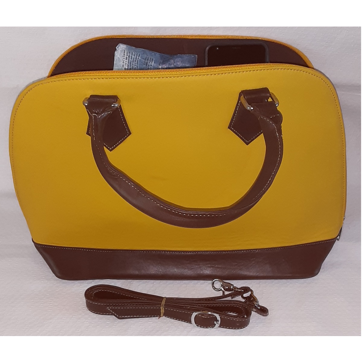 Mustard Yellow Genuine Leather Handbag. Handmade in Pakistan