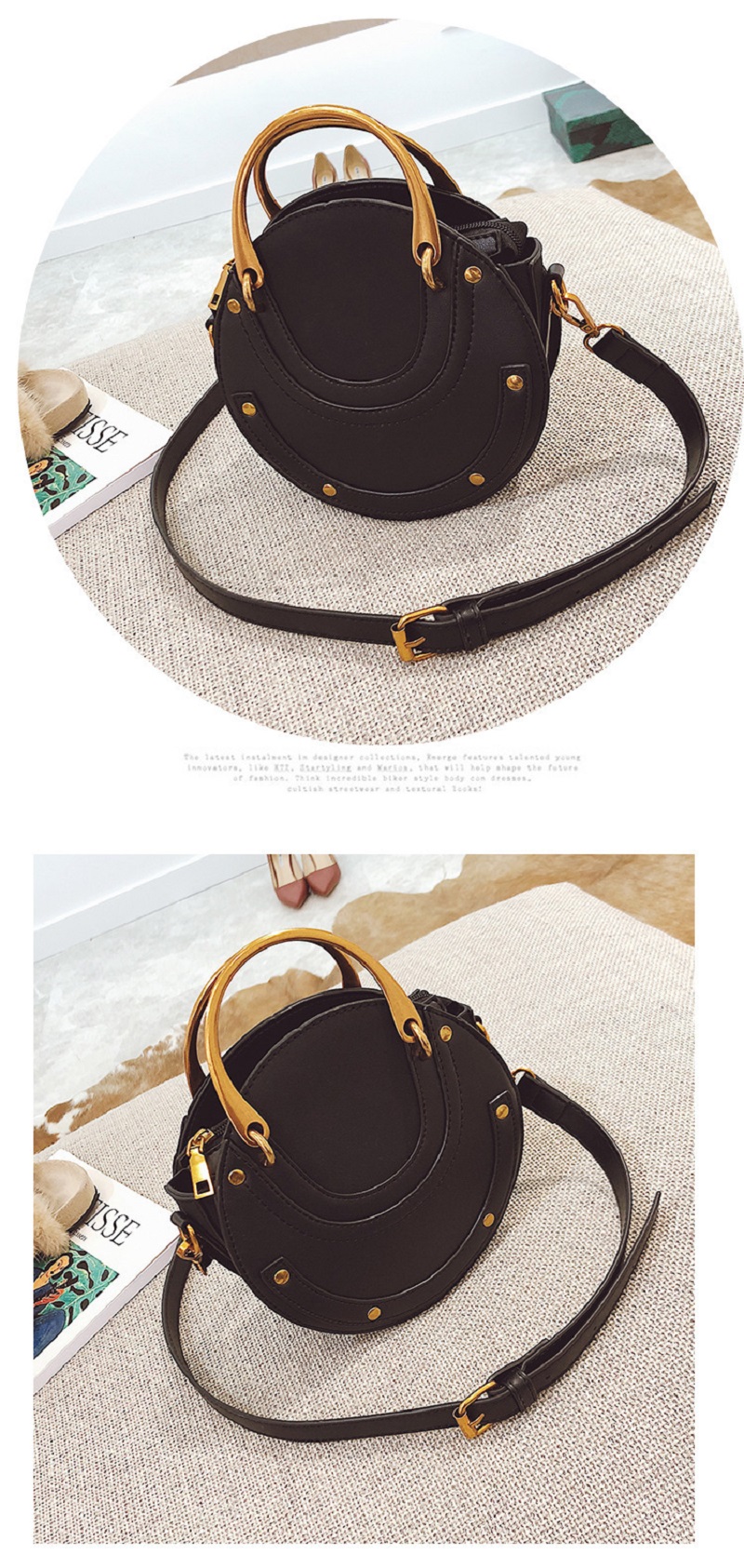 Black Round Circle Crossbody Shoulder Bag, Elegant, fashionable yet practical handbag