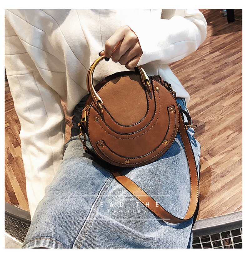 Brown, Round Crossbody Shoulder Bag, Elegant, fashionable yet practical handbag