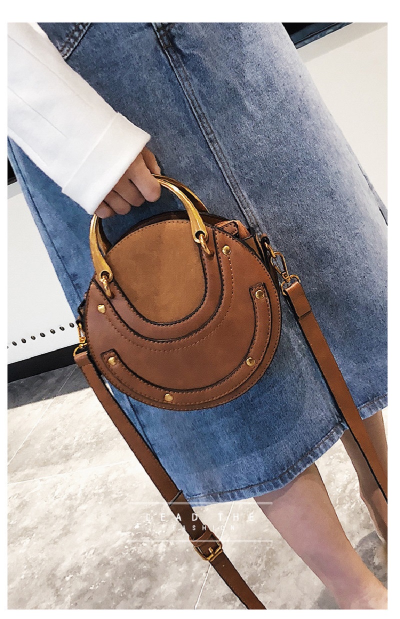 Brown Round Crossbody Shoulder Bag, Elegant, fashionable yet practical handbag
