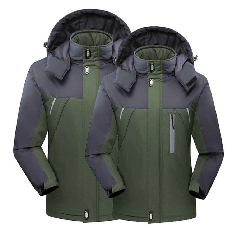 Hooded WaterProof Windcheater Jacket - green and gray