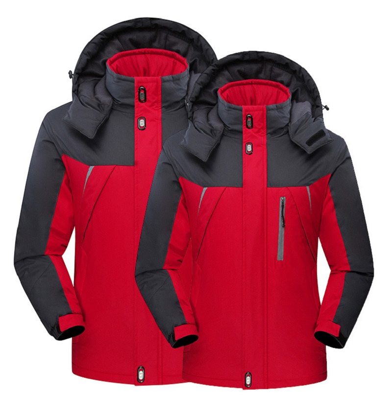 Hooded WaterProof Windcheater Ski Jacket snow jacket - red and gray