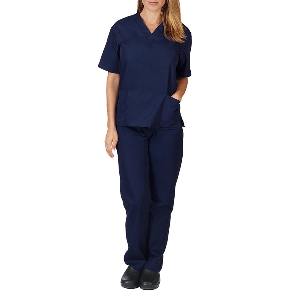 Medical Scrubs - Unisex - Shirt and Pants Set, Navy Blue Scrubs