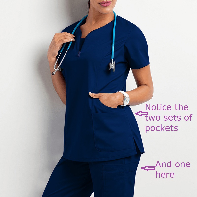 Medical Scrubs - Unisex - Shirt and Pants Set, Navy Blue Scrubs