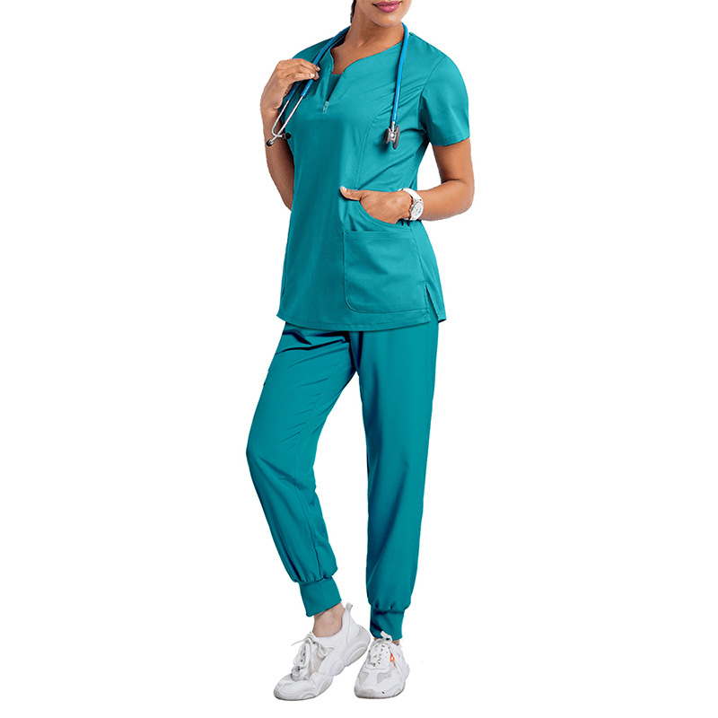 Medical Scrubs - Unisex - Shirt and Pants Set, Navy green Scrubs