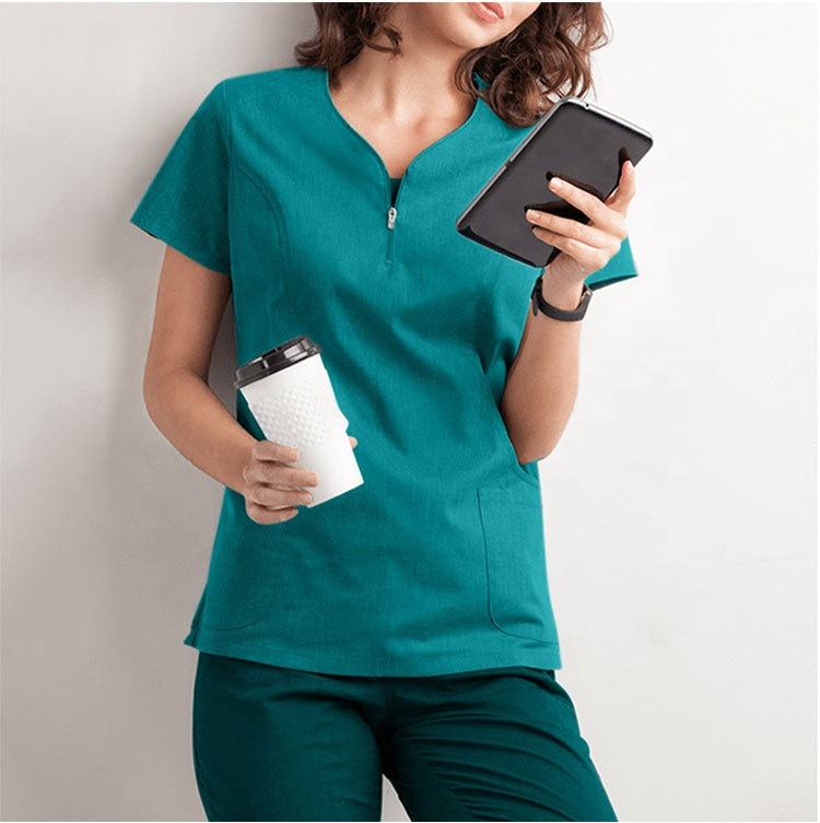 Medical Scrubs - Unisex - Shirt and Pants Set, Navy green Scrubs
