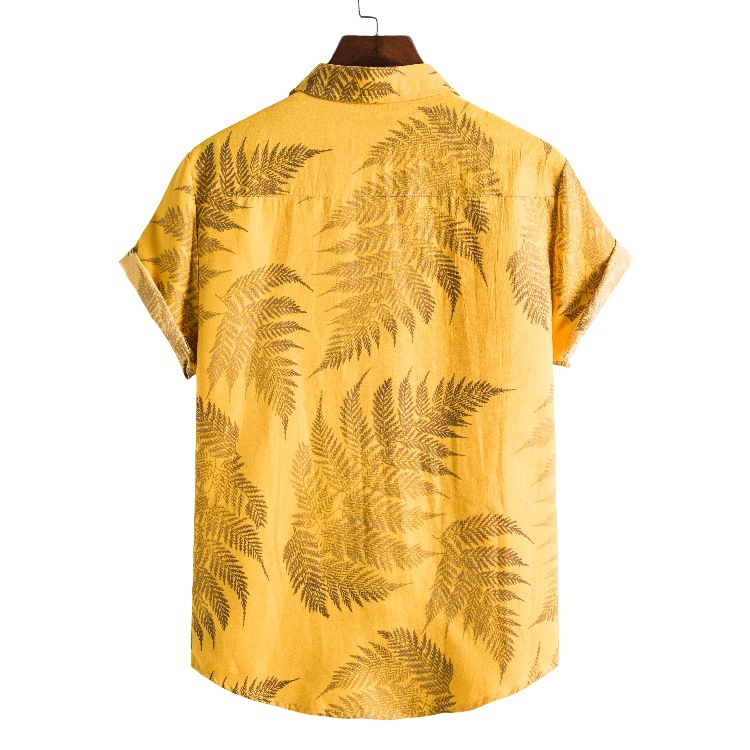 Floral Hawaiian Shirt with pocket for men. Orange/Yellow Hawaiian shirt - short sleeve