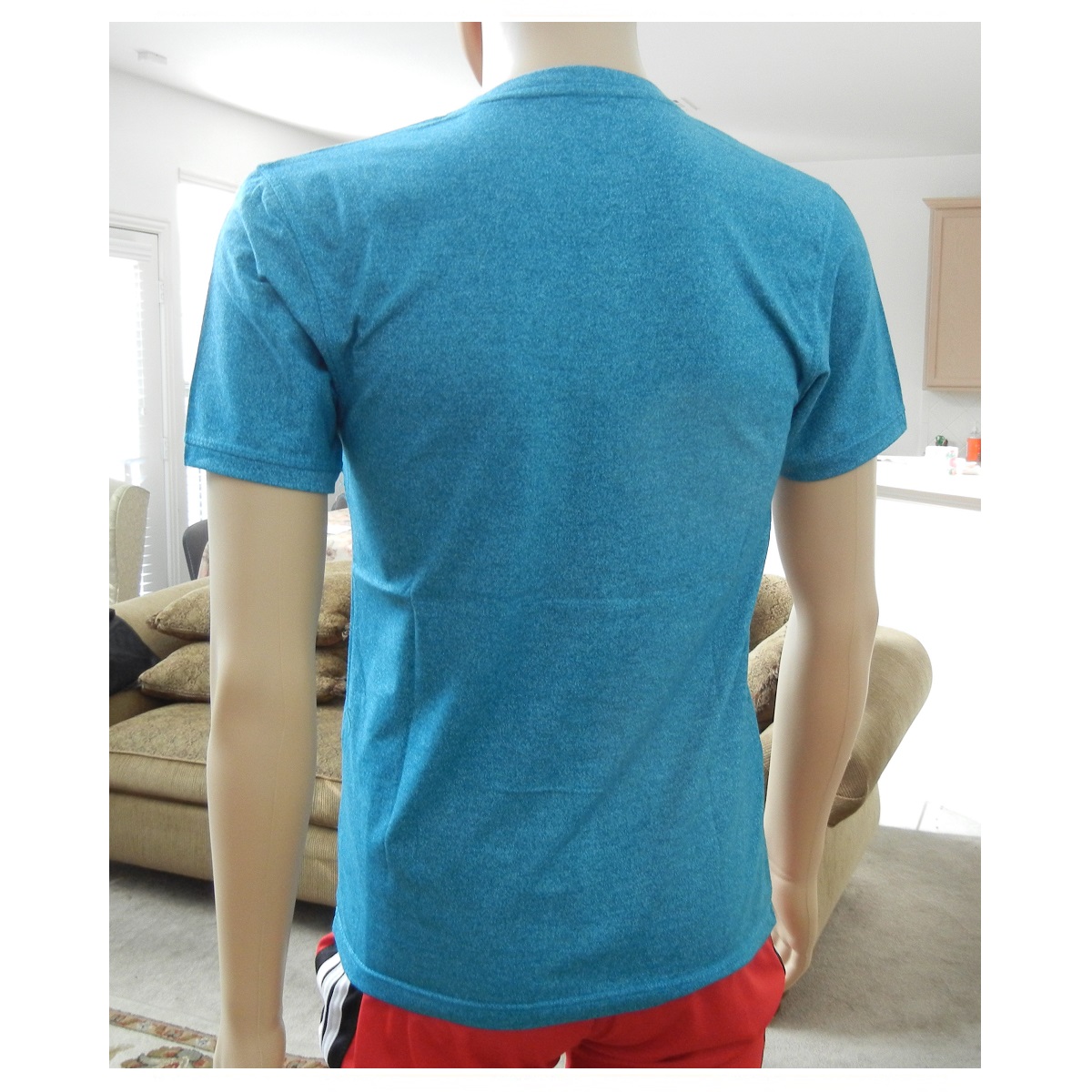 Men's T-Shirt, Short Sleeve V-Neck Cotton T-Shirt Basic Plain T-Shirt for men, Heather blue