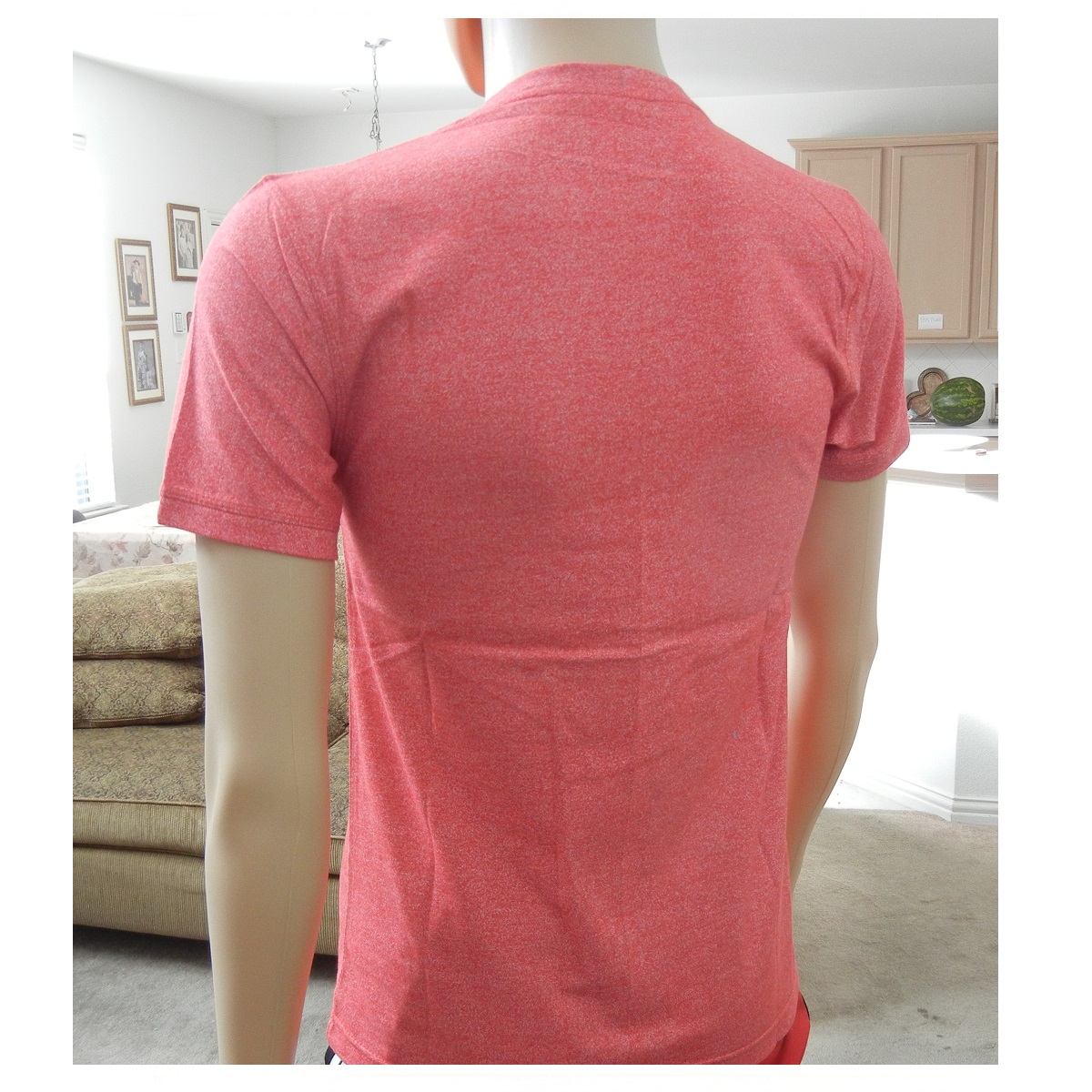 Men's T-Shirt, Short Sleeve V-Neck Cotton T-Shirt Basic Plain T-Shirt for men, Heather pink