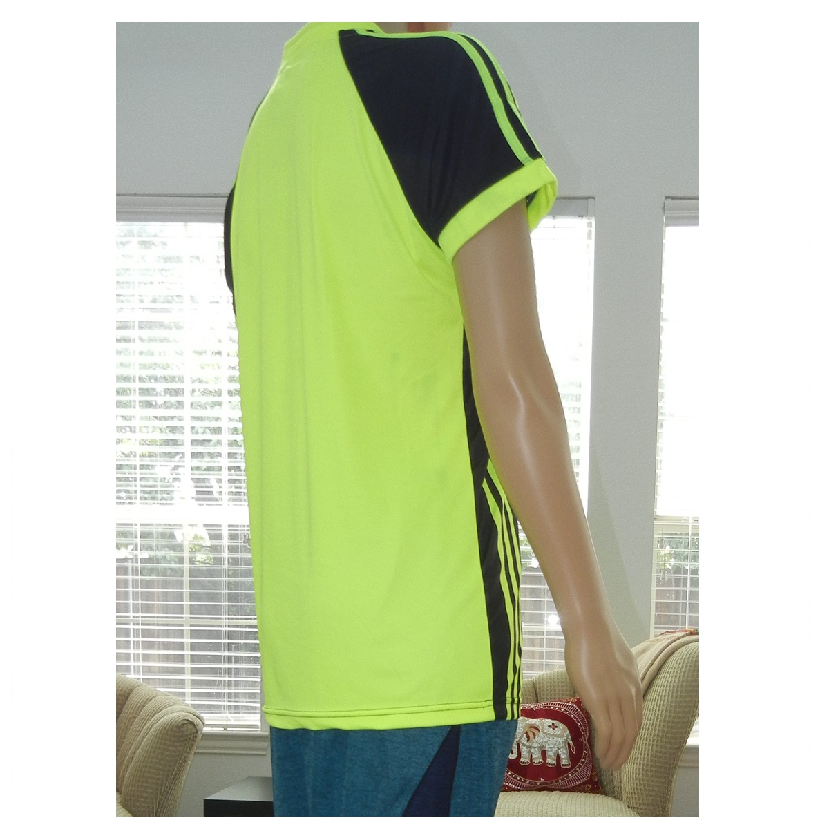 Sublimated T-Shirt for Men, Elegant Colorful gradient design with Stripes, lime green,