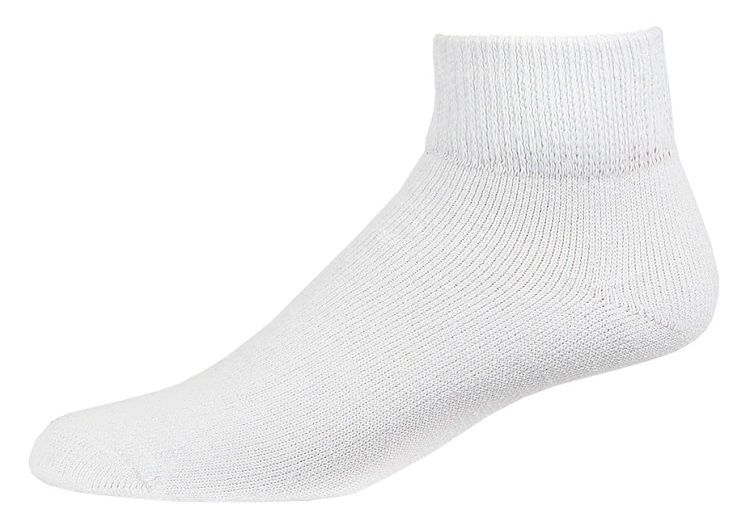 Women's White Diabetic Quarter Socks / Ankle Socks - set of 3 pairs