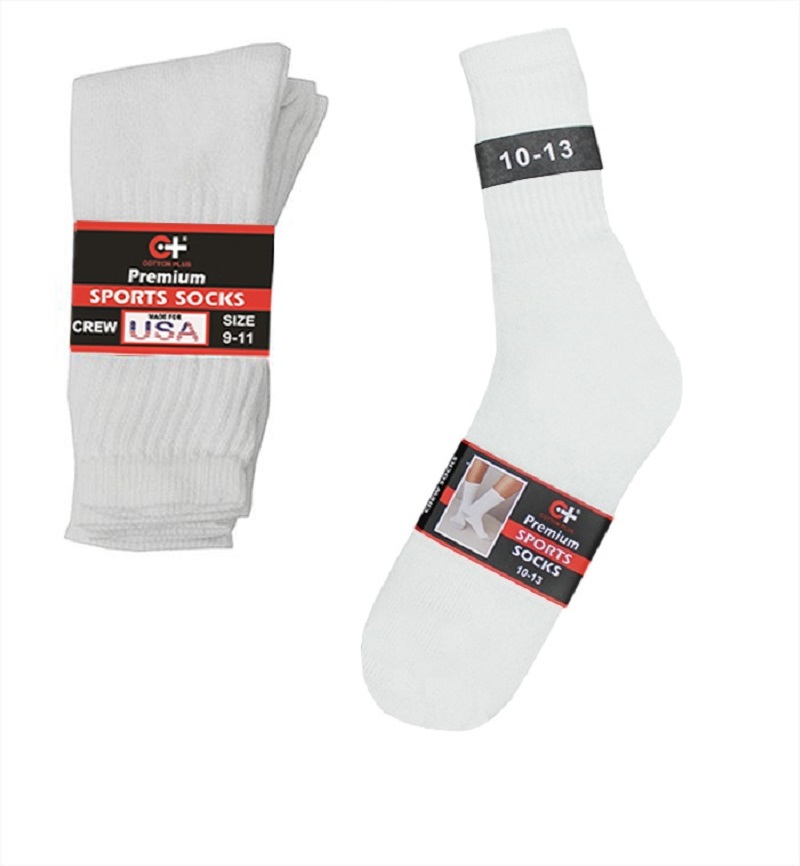 Cotton Crew Socks - white-