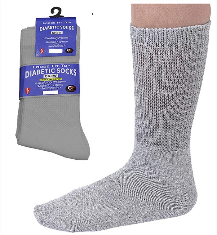 Men's Diabetic Crew Socks - set of 3 pairs - Color Gray