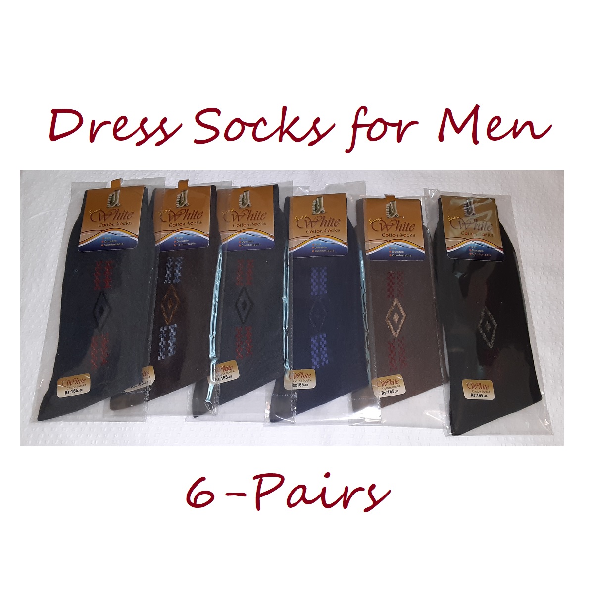 Dress Socks for Men - Cotton- Assorted Colors 6-pack