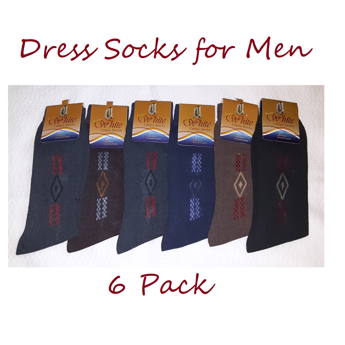 Dress Socks for Men - Cotton- Assorted Colors 6-pack