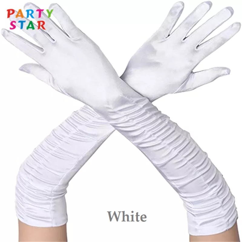 Elbow Length Long Satin Gloves for dresses and gowns, wedding, proms, costume balls, formal occasions,