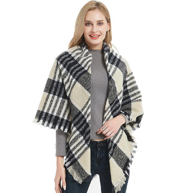 Oversized Plaid Scarf, check,large scarf,winter,warm,