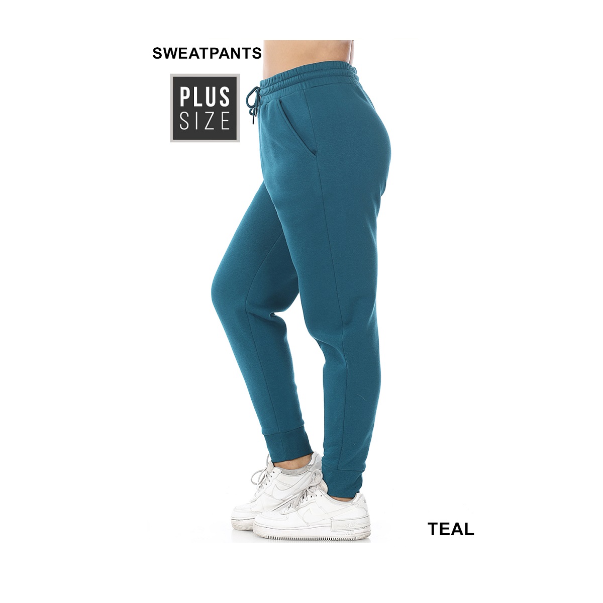 Women's Plus Size Sweatpants with pockets,  Elastic Waistband with Draw String,