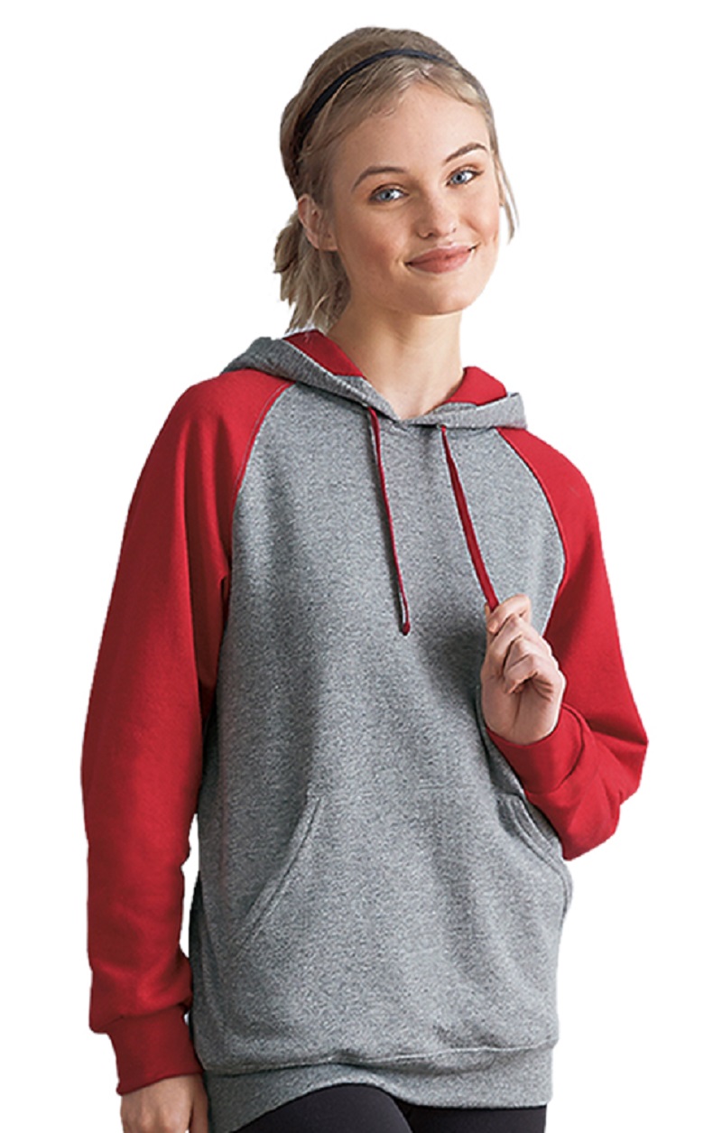 Ladies Hooded Sweatshirt / womens / Jerzees - NuBlend Color-block Raglan / full sleeve