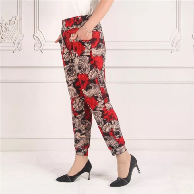 Casual Pants for Women Floral Relaxed Fit Pants with side pockets