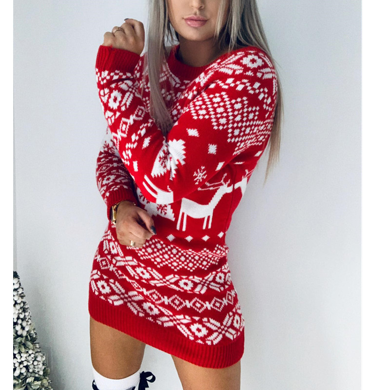Red Christmas Sweater Dress Micro Mini Dress for the holidays