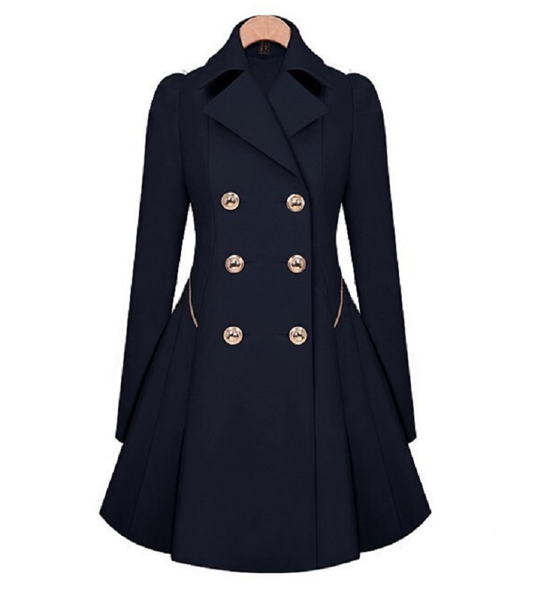 Women's Trench Coat Mid thigh length ladies trench coat Navy Blue