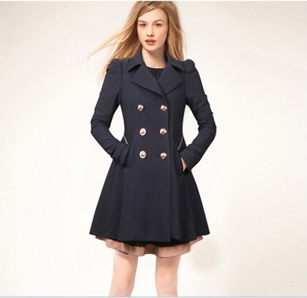 Women's Trench Coat Mid thigh length ladies trench coat Navy Blue