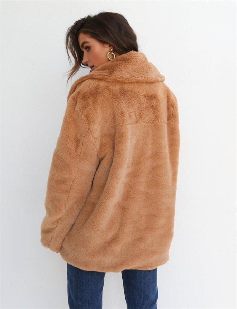 Faux Fur winter coat for women - Brown
