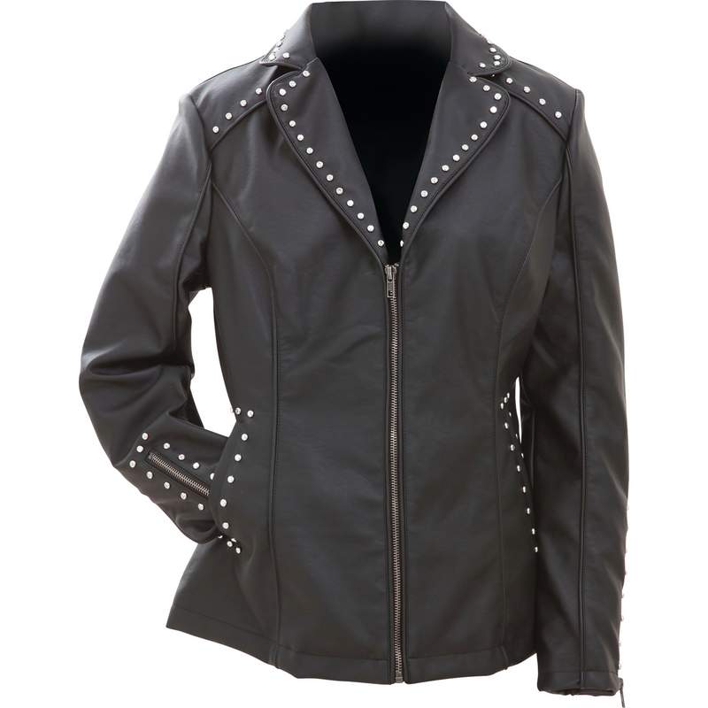 Giovanni Navarre Ladies Faux Leather Studded Jacket