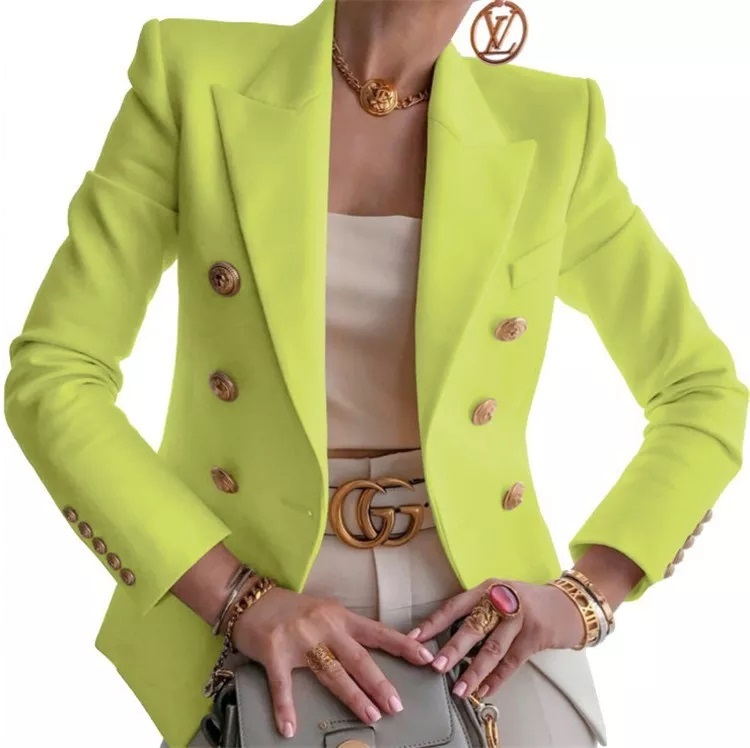 Green Blazer / Short Coat Full Sleeve - Buttoned - Tapped Down Collar - Professional Blazer