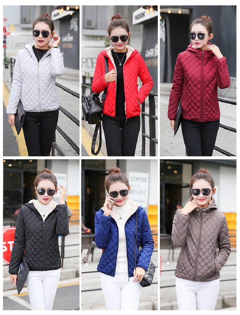 Trendy Short Hooded Winter Jacket, Burgundy, Fleece Lining - Polyester - Quilted Jacket - Full Sleeve