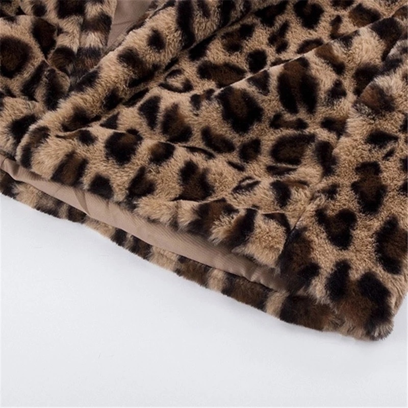 Faux Fur winter coat for women - Leopard Print Design