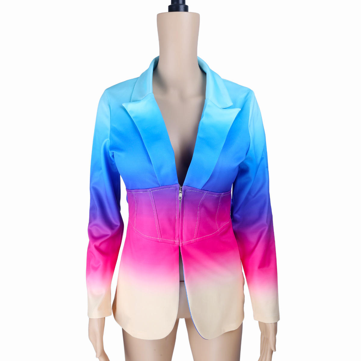 Elegant Women's Light Blazer Multi-Color Striking Color Gradients