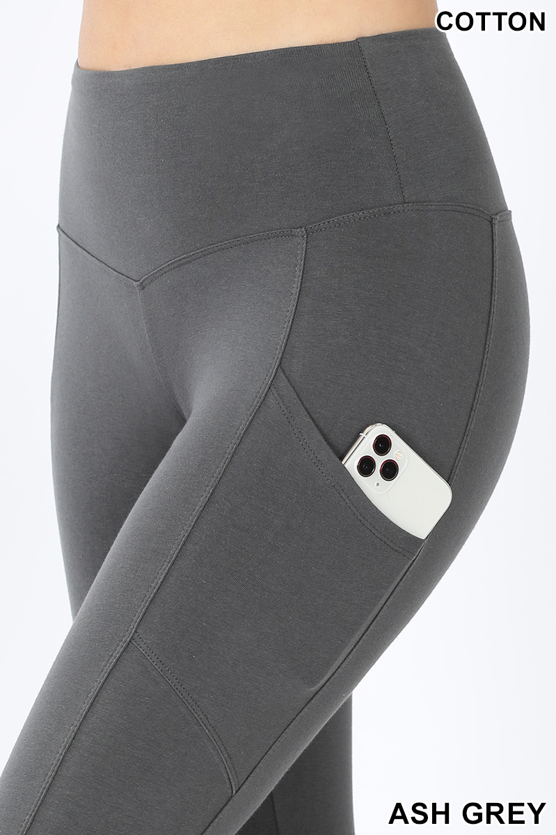 High Rise Yoga Pants with Pockets - High Waist Leggings - Better Quality thicker cotton blend - not see through