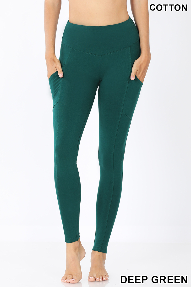 High Rise Yoga Pants with Pockets - High Waist Leggings - Better Quality thicker cotton blend - not see through