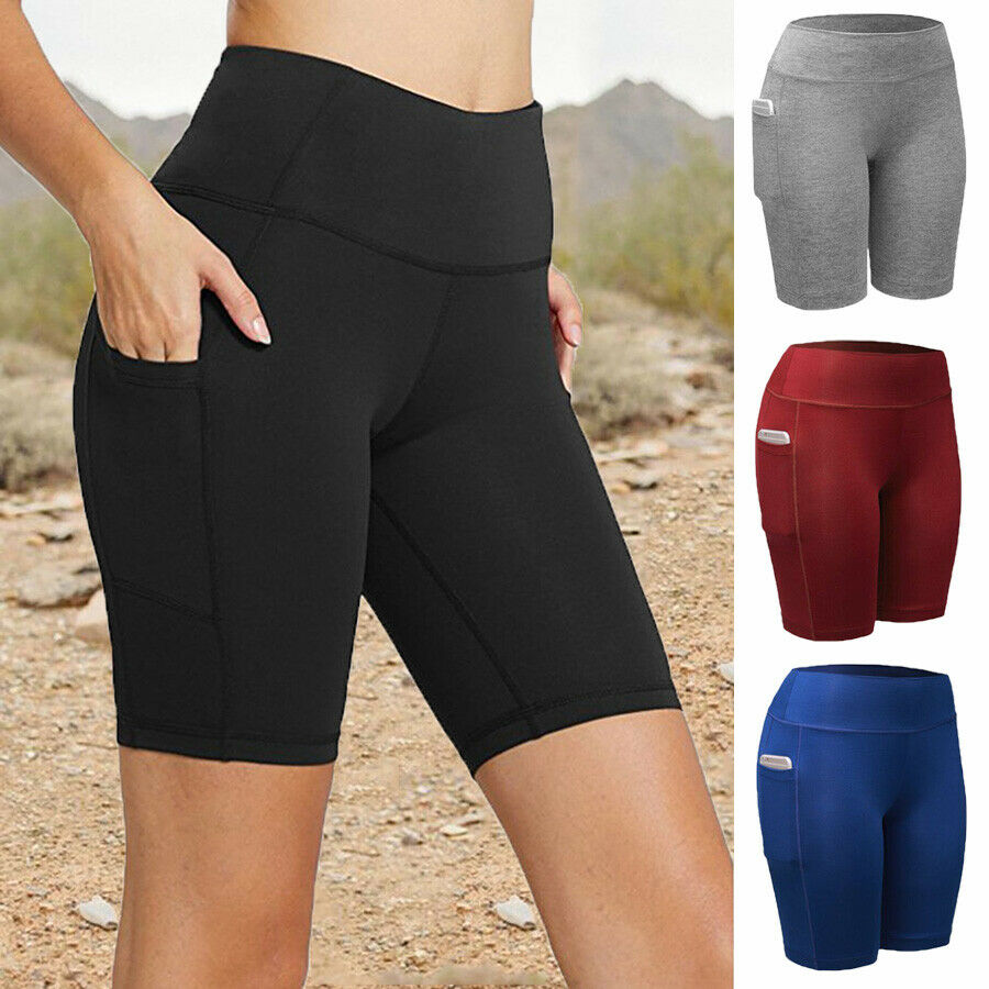 High Rise Yoga Shorts with Pockets, Bermuda Shorts - Long Shorts - Bikers Shorts - with pockets,