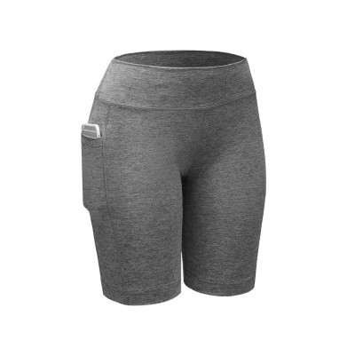 High Rise Yoga Shorts with Pockets, Bermuda Shorts - Long Shorts - Bikers Shorts - with pockets, Gray