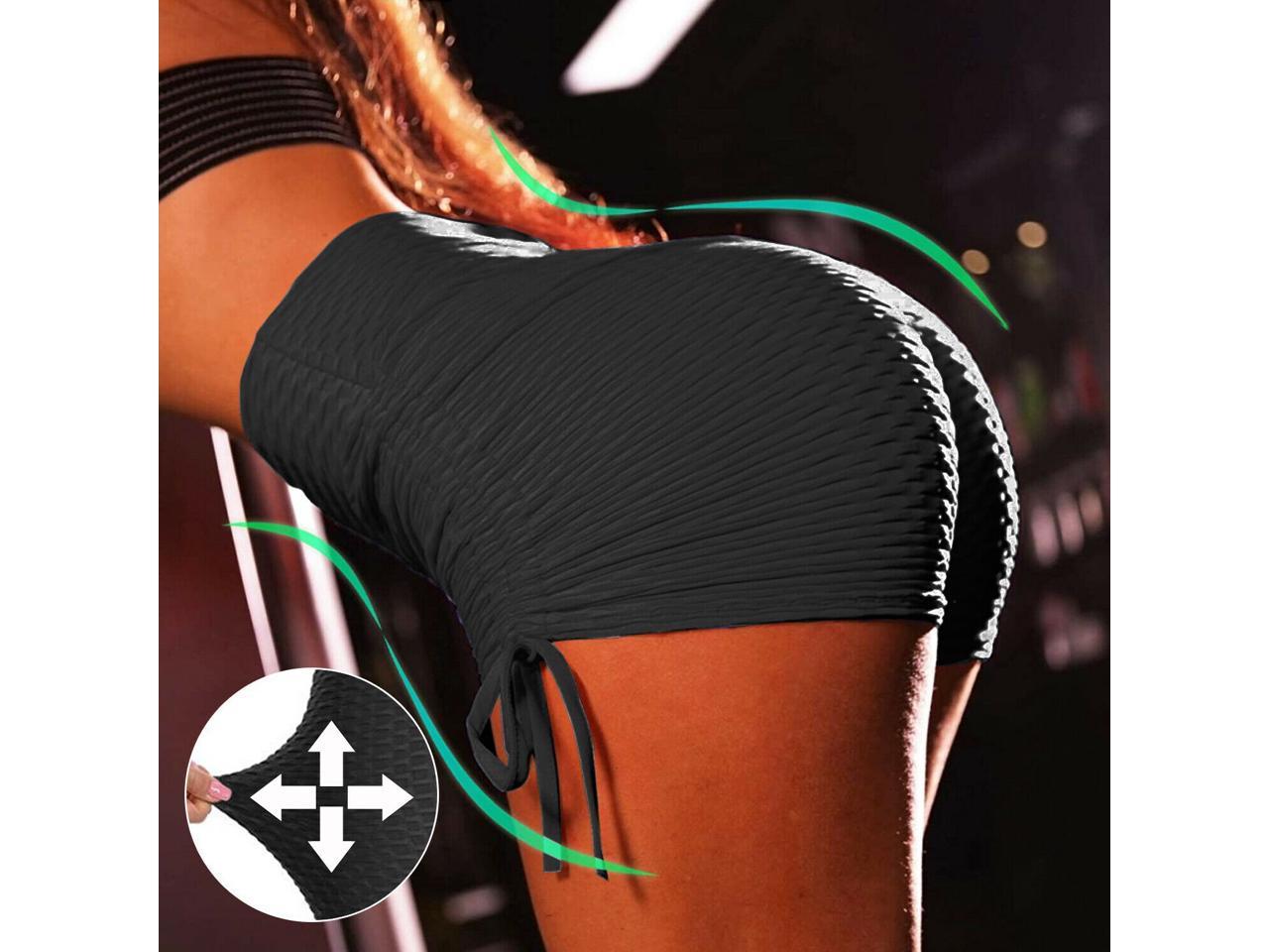 High Rise Ruched Yoga Shorts, Push-up and butt-lifting design, sexy high cut,Sexy Shorts Short Shorts, black