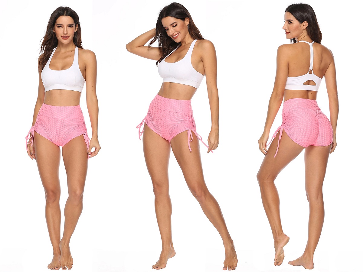 High Rise Ruched Yoga Shorts, Push-up and butt-lifting design, sexy high cut,Sexy Shorts Short Shorts, pink